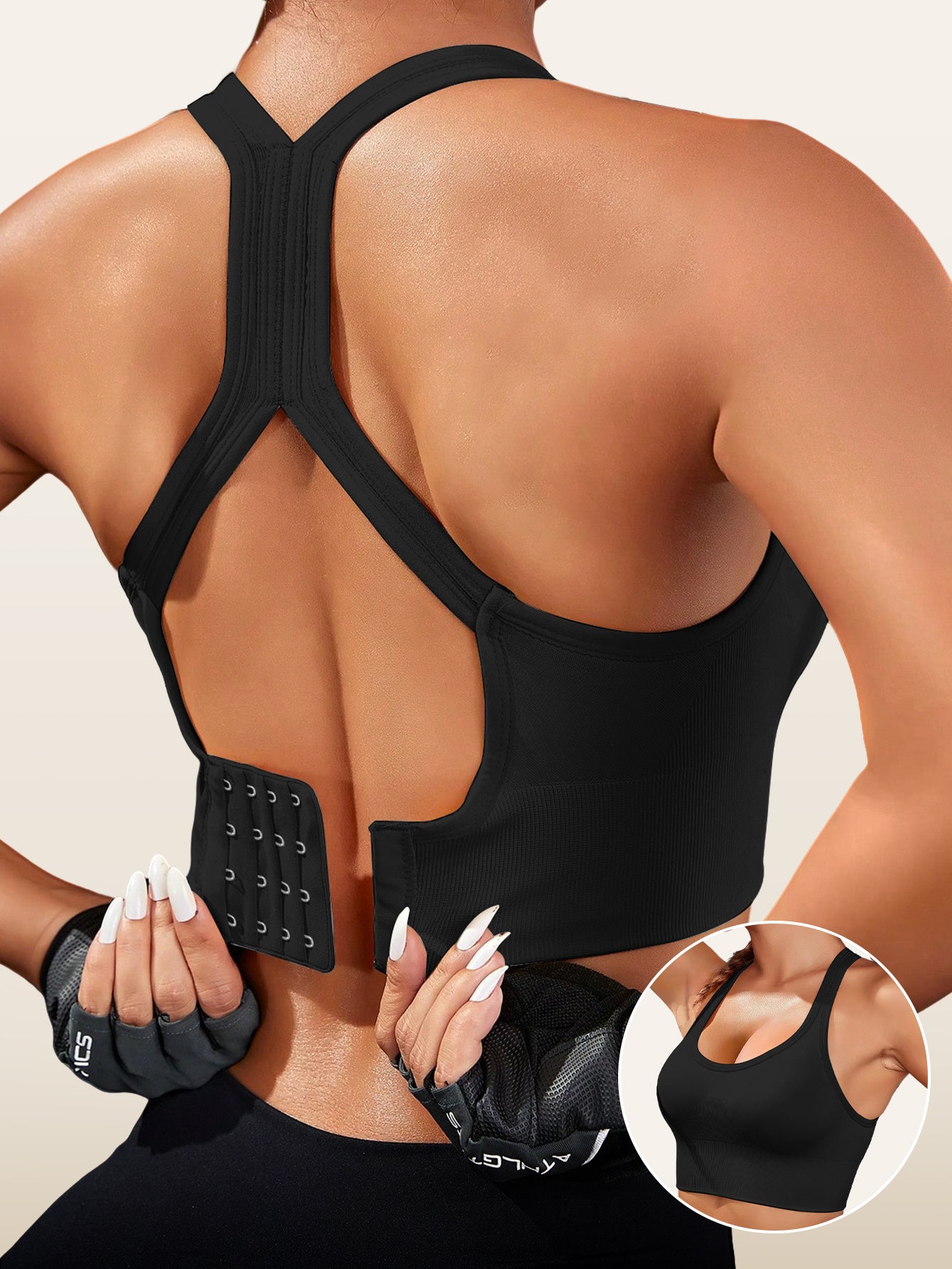 1pc Women'S Sports Bra with Removable Pads - Breathable, Non-Slip Gym Yoga Vest, Solid Color, Knit Fabric, Nylon Material, No Underwire - Adult Athletic Tank Top Innerwear