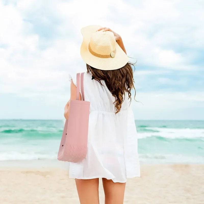 Large EVA Beach Bag Waterproof Tote with Vent Holes for Women Travel Picnic Durable Storage Basket Outdoor Handbag Shopping Tote