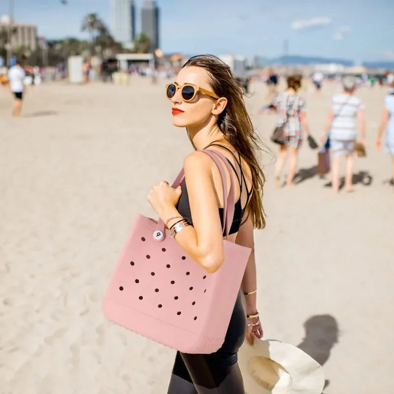 Large EVA Beach Bag Waterproof Tote with Vent Holes for Women Travel Picnic Durable Storage Basket Outdoor Handbag Shopping Tote