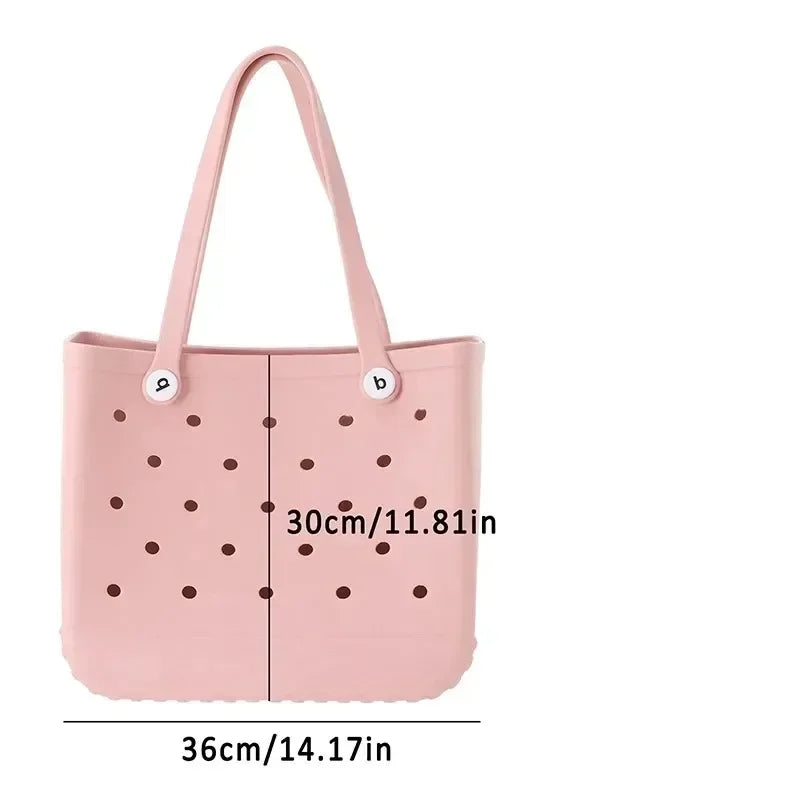 Large EVA Beach Bag Waterproof Tote with Vent Holes for Women Travel Picnic Durable Storage Basket Outdoor Handbag Shopping Tote
