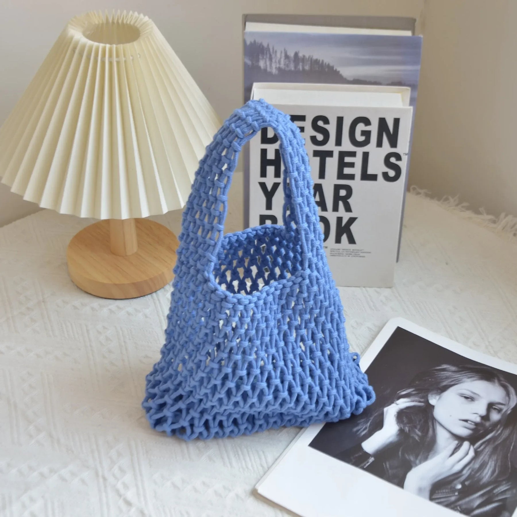 Summer Hand Woven Tote Bags Knitting Crochet Beach Shoulder Bag Hollow Out Handbag Ladies Knitting Straw Rope Underarm Bag