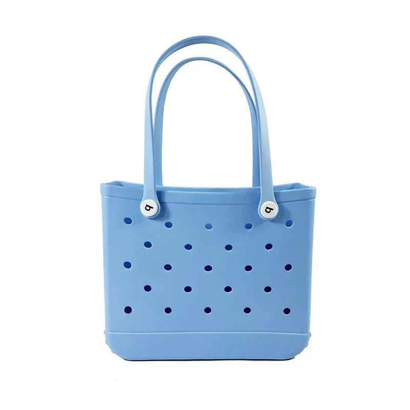 Large EVA Beach Bag Waterproof Tote with Vent Holes for Women Travel Picnic Durable Storage Basket Outdoor Handbag Shopping Tote