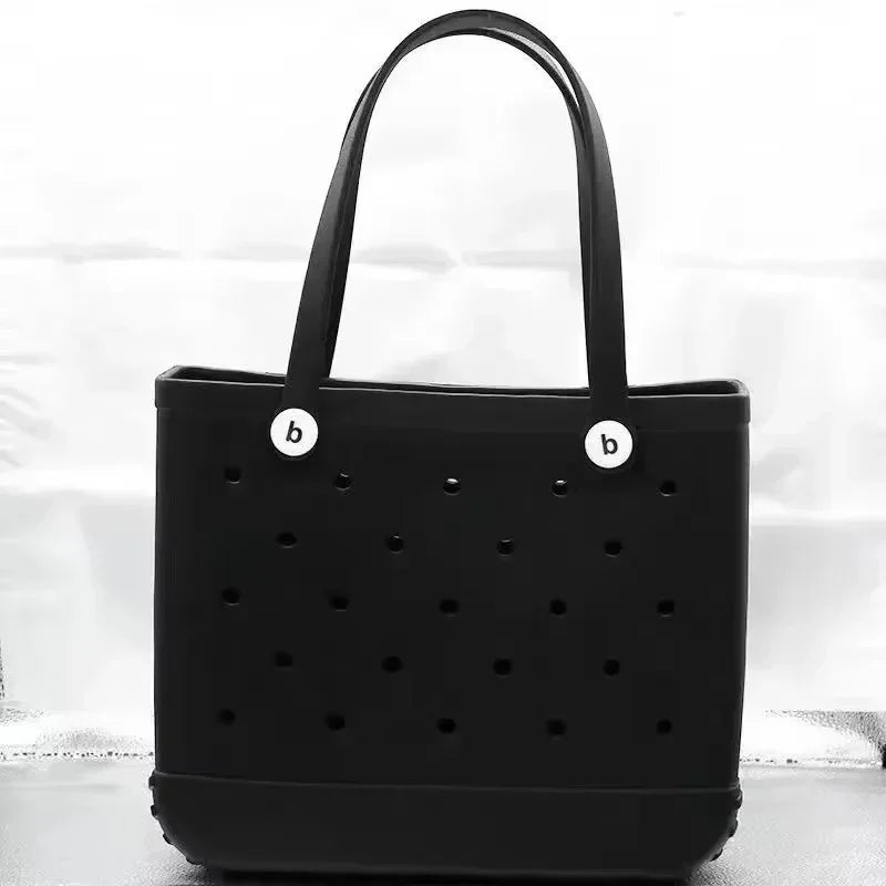 Large EVA Beach Bag Waterproof Tote with Vent Holes for Women Travel Picnic Durable Storage Basket Outdoor Handbag Shopping Tote