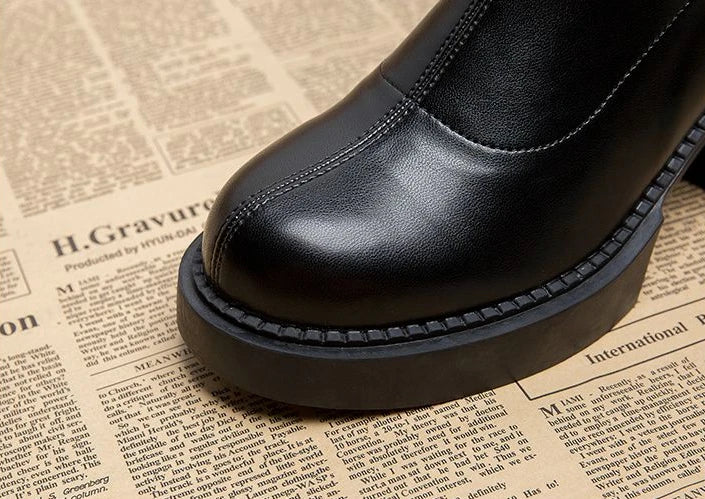 Footwear Waterproof Booties Chunky Short Shoes for Women Platform Very High Heels Female Ankle Boots Round Toe Heeled Quality Pu