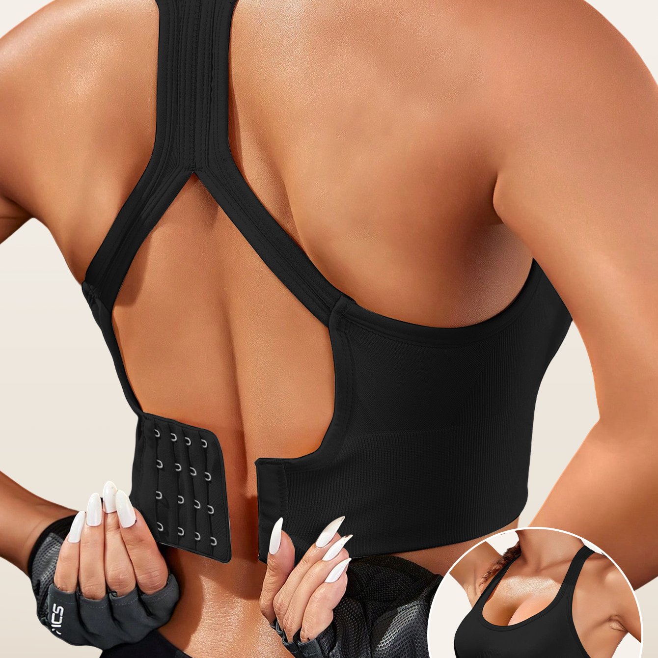 1pc Women'S Sports Bra with Removable Pads - Breathable, Non-Slip Gym Yoga Vest, Solid Color, Knit Fabric, Nylon Material, No Underwire - Adult Athletic Tank Top Innerwear