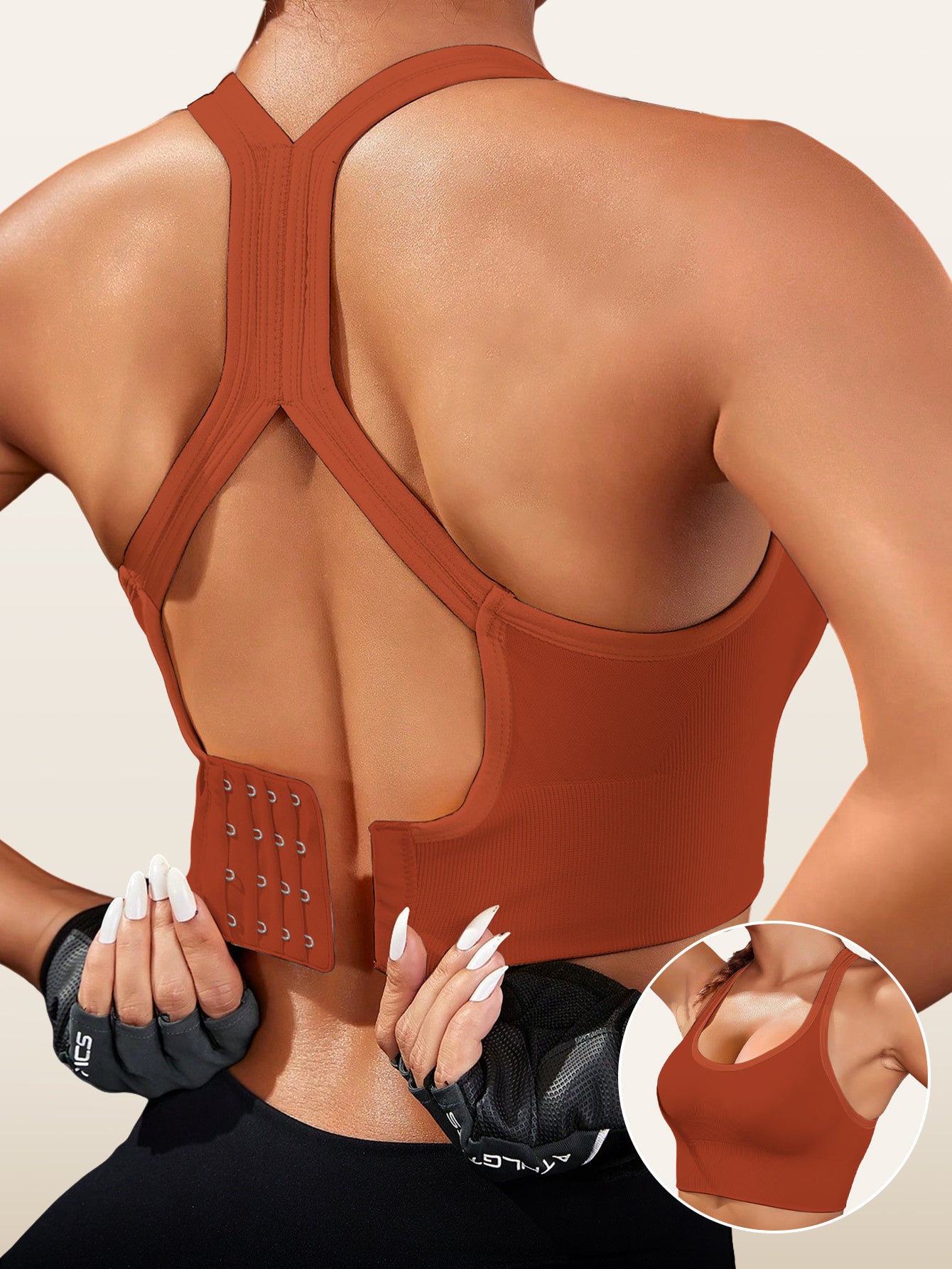 1pc Women'S Sports Bra with Removable Pads - Breathable, Non-Slip Gym Yoga Vest, Solid Color, Knit Fabric, Nylon Material, No Underwire - Adult Athletic Tank Top Innerwear