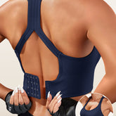 1pc Women'S Sports Bra with Removable Pads - Breathable, Non-Slip Gym Yoga Vest, Solid Color, Knit Fabric, Nylon Material, No Underwire - Adult Athletic Tank Top Innerwear