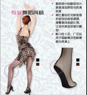 Hard Yarn Ballroom Latin Salsa Samba Dance Fishnet Tights Pantyhose Professional Fishnet Dance Tights