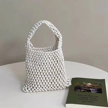 Summer Hand Woven Tote Bags Knitting Crochet Beach Shoulder Bag Hollow Out Handbag Ladies Knitting Straw Rope Underarm Bag