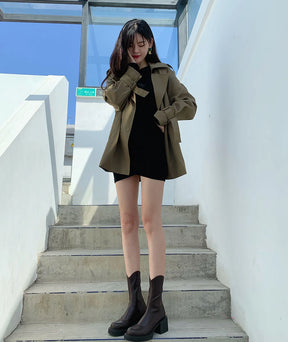 Footwear Waterproof Booties Chunky Short Shoes for Women Platform Very High Heels Female Ankle Boots Round Toe Heeled Quality Pu