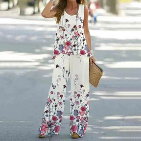 Women Summer Tops Vest Tank Sleeveless Tees Pants Wide Leg Full Long Pant Big Large T Shirts Suit Loose Casual Suits Sets