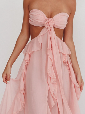 Women's Sexy Hollow Out Maxi Dress Backless Sleeveless Lace Up Robes Elegant Club Dresses 2025 New Lady Vacation Party Clothes