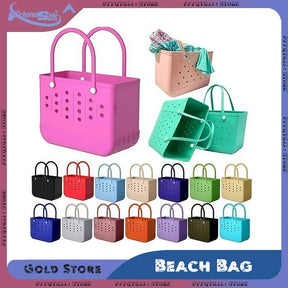 Large EVA Beach Bag Waterproof Tote with Vent Holes for Women Travel Picnic Durable Storage Basket Outdoor Handbag Shopping Tote