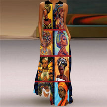 New African Women's Long Dresses Spring/Summer Fashion Bohemian Beach Party Sleeveless Party Elegant Sexy Long Vestidos S-3XL