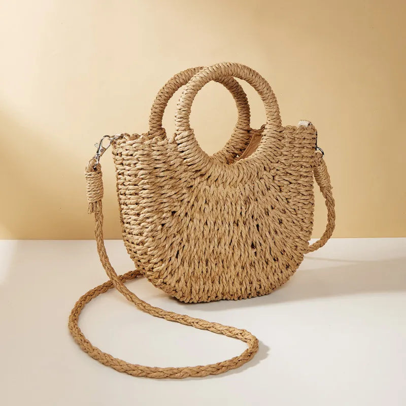 Women's Straw Bag - Half Moon