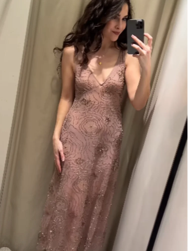 Women Sexy Glitter Sequin Sling Long Dress Elegant Sleeveless Backless Mesh Deep V Maxi Dresses 2025 Lady Party Fashion New Robe