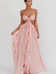 Women's Sexy Hollow Out Maxi Dress Backless Sleeveless Lace Up Robes Elegant Club Dresses 2025 New Lady Vacation Party Clothes