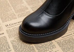 Footwear Waterproof Booties Chunky Short Shoes for Women Platform Very High Heels Female Ankle Boots Round Toe Heeled Quality Pu