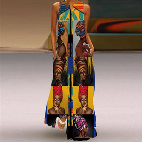 New African Women's Long Dresses Spring/Summer Fashion Bohemian Beach Party Sleeveless Party Elegant Sexy Long Vestidos S-3XL
