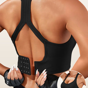 1pc Women'S Sports Bra with Removable Pads - Breathable, Non-Slip Gym Yoga Vest, Solid Color, Knit Fabric, Nylon Material, No Underwire - Adult Athletic Tank Top Innerwear