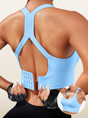 1pc Women'S Sports Bra with Removable Pads - Breathable, Non-Slip Gym Yoga Vest, Solid Color, Knit Fabric, Nylon Material, No Underwire - Adult Athletic Tank Top Innerwear